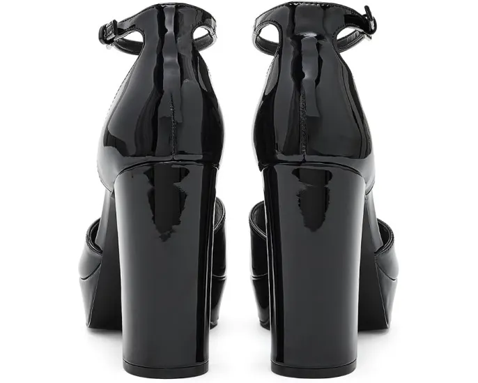 Лодочки Nine West Keela с блочным каблуком глянцевые лакированные черные