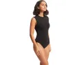 Цельный купальник Seafolly Collective с рукавами реглан и застежкой сзади