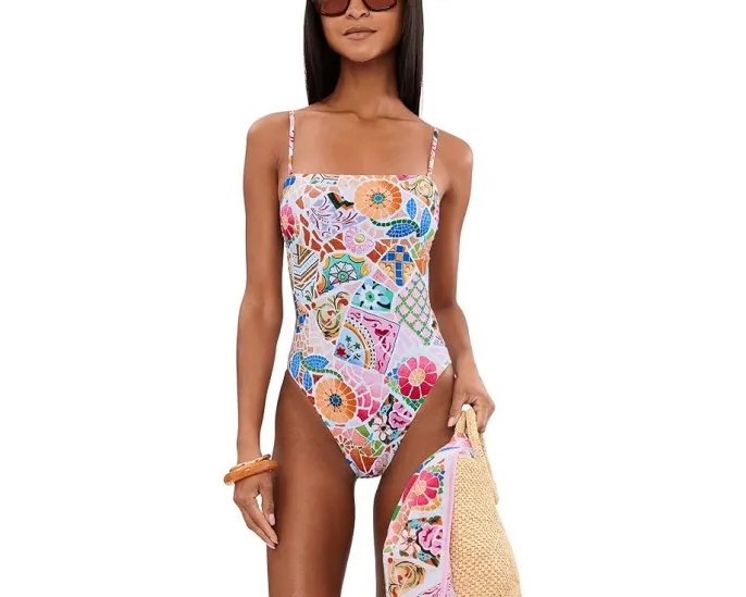 Купальник цельный Seafolly BeachBohème с квадратным вырезом и внутренним бюстгальтером