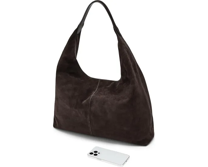 Большая сумка Madewell Suede LG Slouchy Shoulder Tote из замши с карманом на молнии