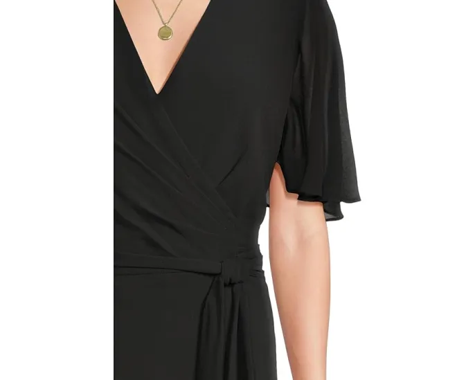 Платье с поясом из жоржета Lauren Ralph Lauren с рукавами фонариком и силуэтом приталенным и расклешенным