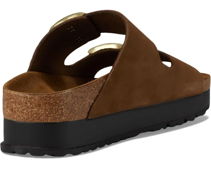 Сандалии Birkenstock Arizona Platform из нубука с пробково-латексной стелькой