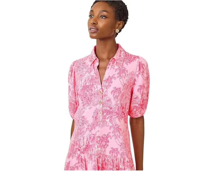 Платье Bingley от Lilly Pulitzer в стиле рубашки с цветочным принтом и рукавами 3/4