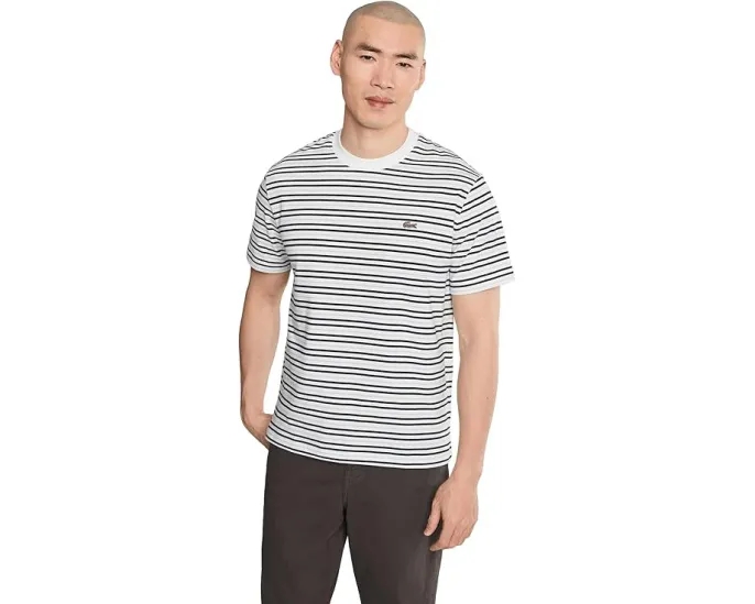 Футболка Lacoste из хлопка в полоску с вышитым логотипом