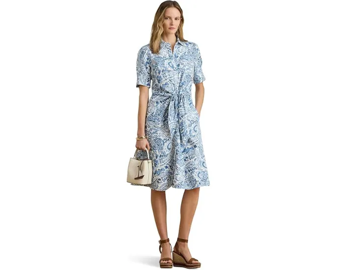Платье-рубашка Льняное с поясом и пайсли Paisley Tie-Front Lauren Ralph Lauren