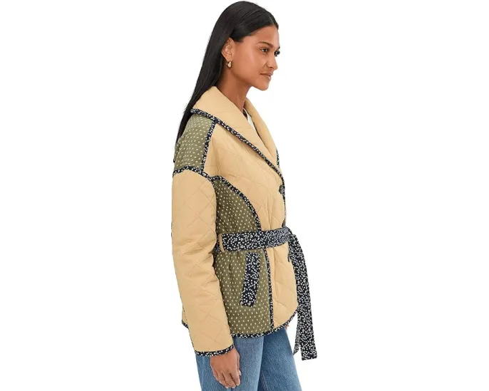 Avec Les Filles Стеганая куртка-кимоно с поясом из нейлона