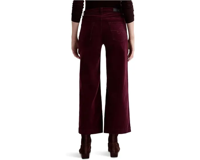 Джинсы AG Jeans Saige со средней посадкой и широкими укороченными штанинами в цвете Winery