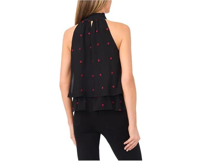 Топ CeCe с запахом и бантом на многослойной кокетке