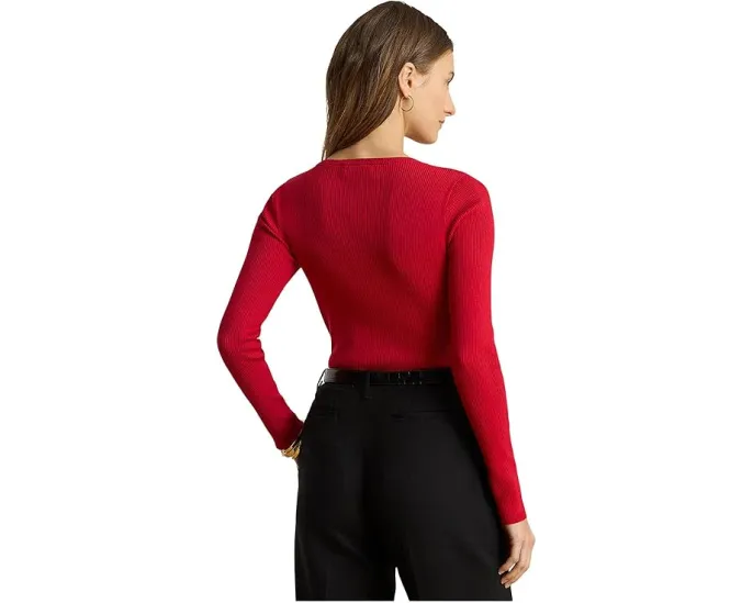 Свитер с круглой горловиной из рубчатой смесовой ткани Lauren Ralph Lauren
