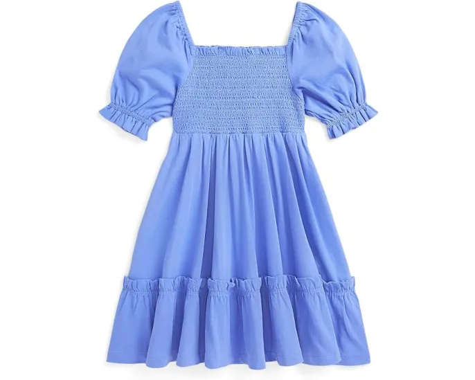 Платье из хлопкового джерси со сборками Polo Ralph Lauren Kids для малышей
