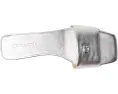 COACH босоножки Sculpted C Metallic Leather Flat Sandals кожаные серебристые