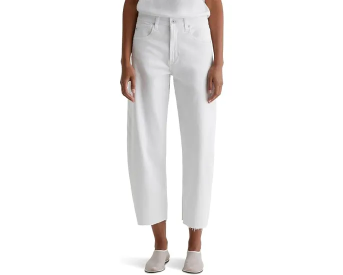 Белые джинсы AG Jeans Hattie с высокой посадкой и бочкообразным кроем