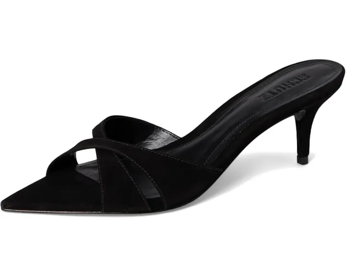 Туфли-мюли Schutz Hilda Leaf из замши на шпильке с перекрещивающимися ремешками