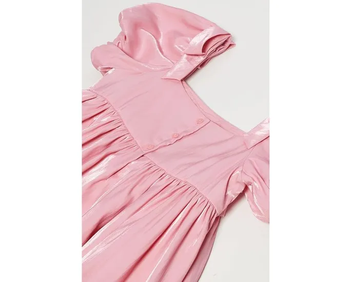 Блестящее платье Janie and Jack с плиссированным лифом и пышными рукавами