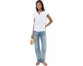 Gauze Flutter Cap Sleeve Ruffle Neck Henley Shirt