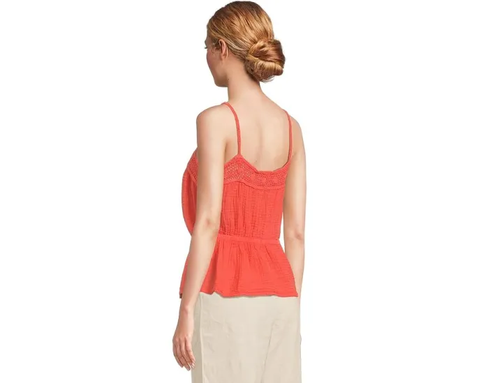 Michael Stars топ с запахом и кружевной отделкой