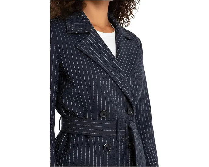 Короткое тренч-пальто Liverpool Los Angeles в полоску с поясом