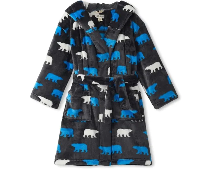 Детский халат из флиса Hatley Kids с капюшоном и карманами