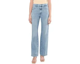 Джинсы 7 For All Mankind Stovepipe Straight с высокой посадкой из смеси хлопка и льна