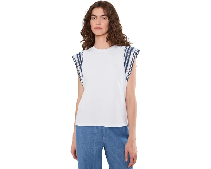 Хлопковая футболка с трикотажной отделкой NIC+ZOE Knit Trim