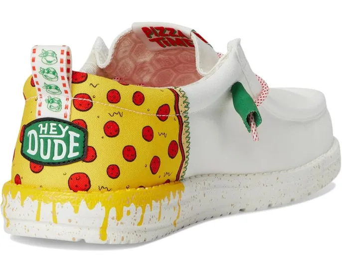 Слипоны Hey Dude Wally Funk TMNT Pizza на текстильной подошве с эластичными шнурками