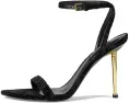 Nine West босоножки Reina на каблуке с ремешком черные велюр