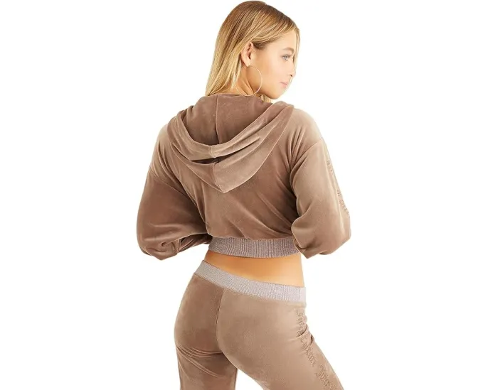 Кроп худи Juicy Couture с блестками и молнией спереди