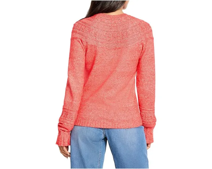 Уютный свитер NIC+ZOE Textural Dot с рельефным узором и манжетами-рюшами