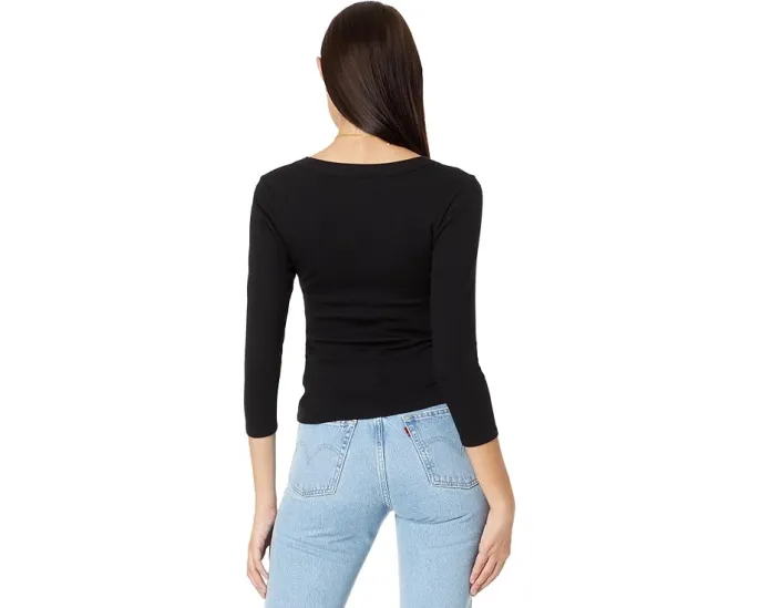 Кроп-футболка Michael Stars Enid с V-образным вырезом и рукавом 3/4