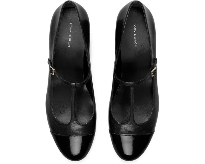 Балетки Tory Burch Cap-Toe T Strap 25MM на блочном каблуке