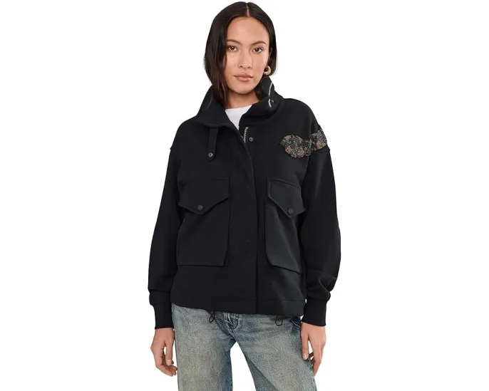 Куртка Ouros Clarie от AllSaints с воротником воронкой и карманами на пуговицах