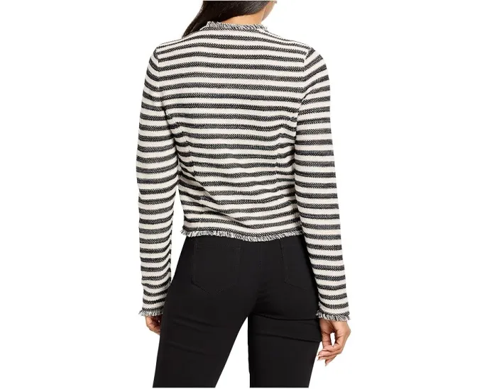 Вязаная женская куртка NIC+ZOE с полосками и бахромой