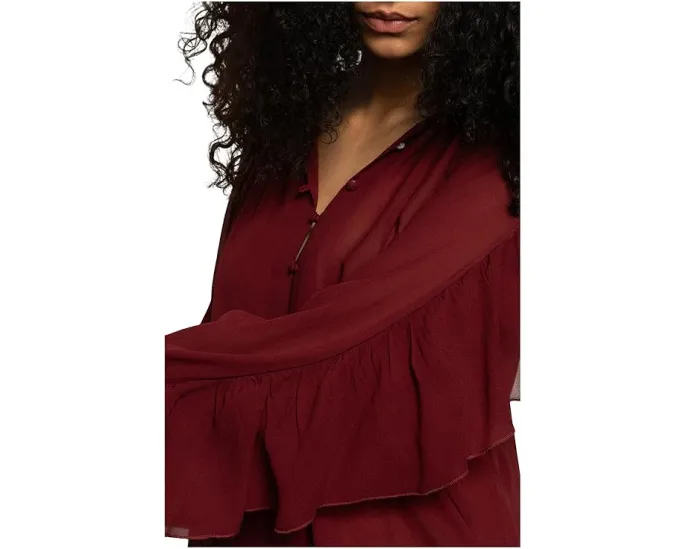 Блузка Sanctuary Harmony с воротником-стойкой и рюшами на рукавах