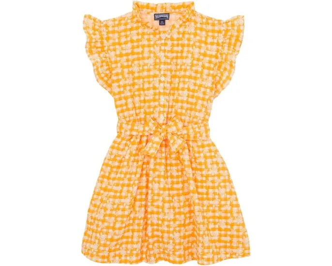 Детское платье Vilebrequin Kids Cotton Dress с черепаховым принтом в клетку