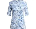 Paisley Stretch Cotton Boatneck Tee