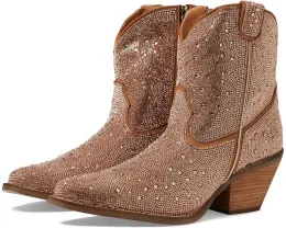 Ботильоны Dingo Rhinestone Cowgirl из кожи с квадратным носком и стразами