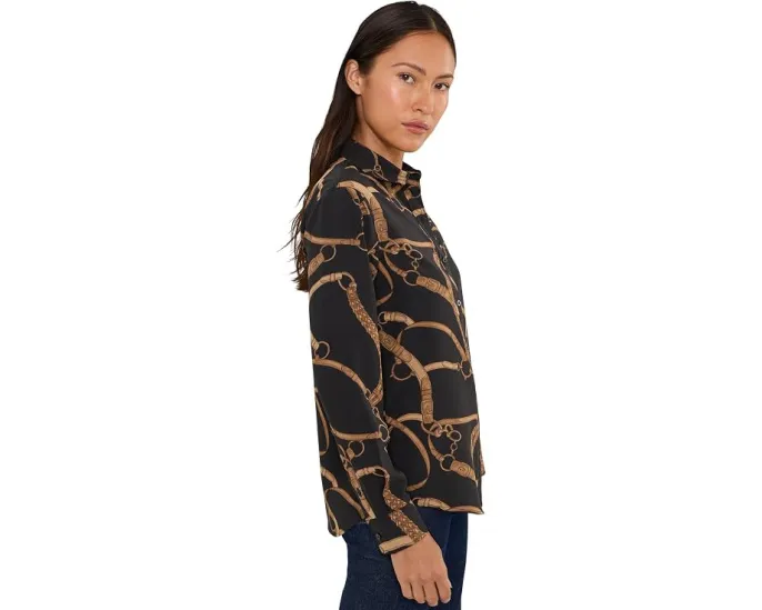 Блуза Petite Classic Fit с поясным принтом из крепа Lauren Ralph Lauren