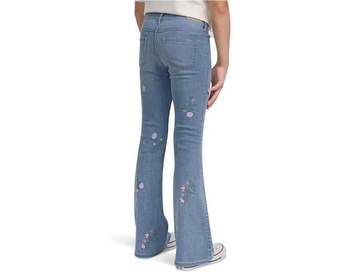 Джинсы Abercrombie Kids High-Rise Flare Floral с цветочной вышивкой и расклешенным низом