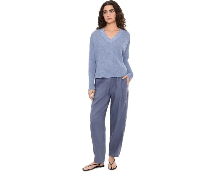 Свитер Eileen Fisher с V-образным вырезом из смеси органического льна и хлопка