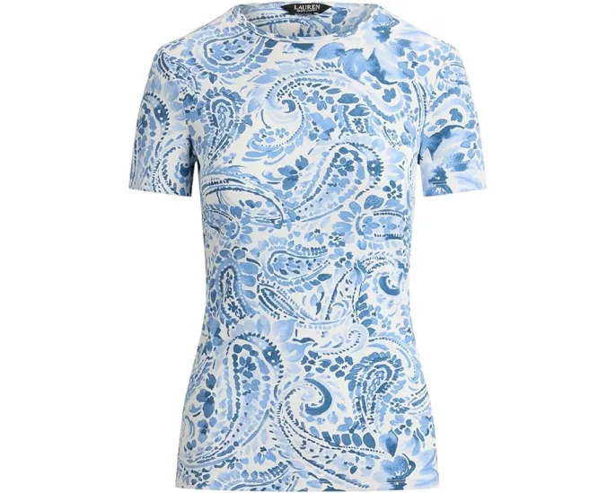 Paisley Stretch Cotton Crewneck Tee