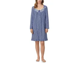 Ночная сорочка Eileen West короткая с длинным рукавом из хлопкового трикотажа