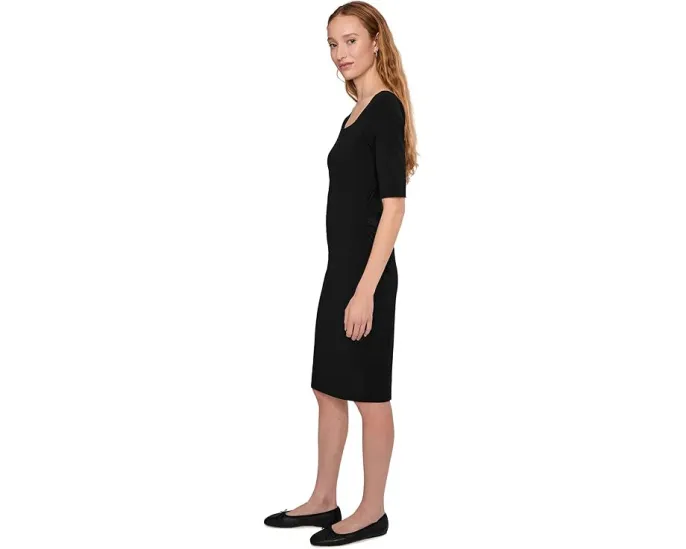 Платье с рукавом три четверти ниже колена и сборками Mod-o-doc