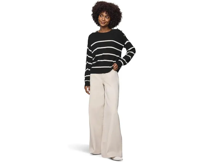 Splendid Свитер Stephanie Stripe в морском стиле с полосками и пуговицами на плечах