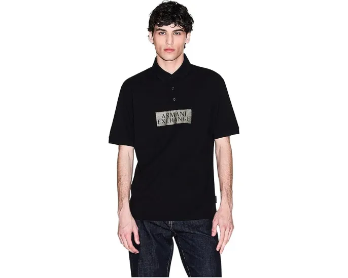 Хлопковое поло Armani Exchange с золотыми деталями