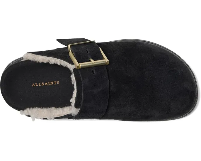 Замшевые мюли AllSaints Eris с квадратной пряжкой и овчиной