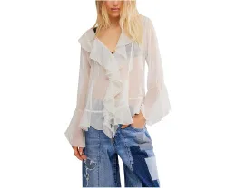 Блуза Free People Bali Tulula из шифона с расклешенными рукавами и рюшами