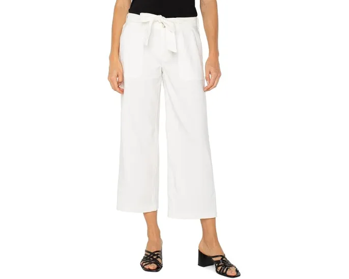 Liverpool Belted Wide Leg Crop брюки с поясом из текстурированного льна