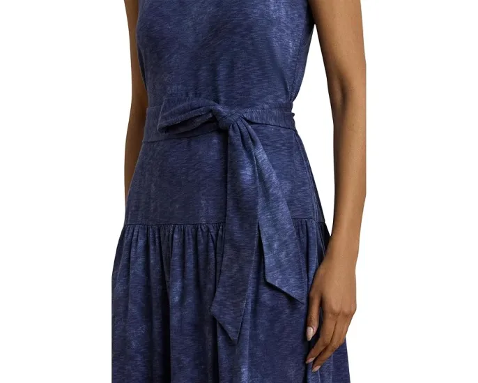 Lauren Ralph Lauren платье с поясом и ярусами из джерси с принтом