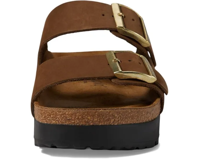 Сандалии Birkenstock Arizona Platform из нубука с пробково-латексной стелькой