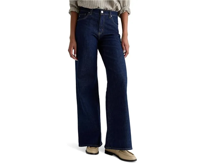 Джинсы AG Jeans Saige Mid Rise Wide Leg с широкими штанинами и расклешением